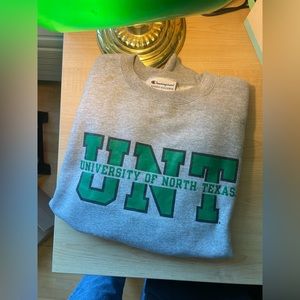 unt champion grey crewneck sweatshirt
